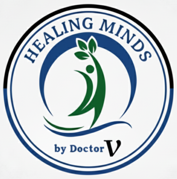 Minimal modern medical logo that reads 'Healing Minds' as a clean wordmark. Colors: navy #0f172a and teal #0d9488 on white background. Flat, vector, high contrast, centered composition.